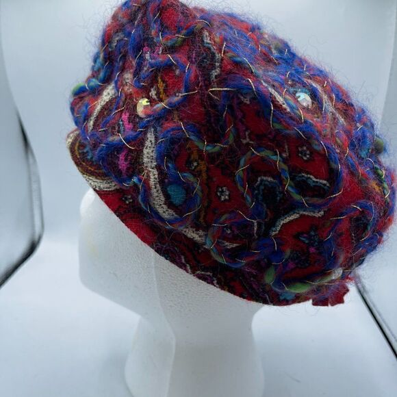  Coralie RARE Vintage Retro Paisely Yarn Turban Style Hat - Picture 6 of 10